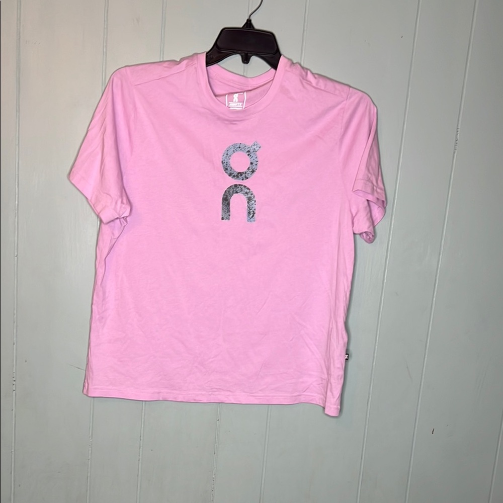 On Running Pink Short Sleeve Tee with Silvery Logo